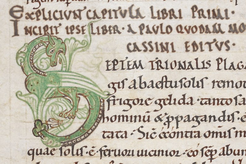 Paolo Diacono, Historia Langobardorum, Royal MS 13 A XXII f002v, particolare (Londra, British Library)
