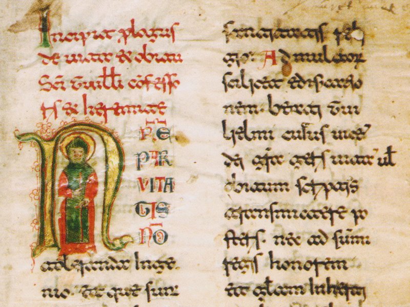 Cod. 1 (62214), Legenda sancti Guilielmi, c.1, partic. Biblioteca dell'Abbazia di Montevergine